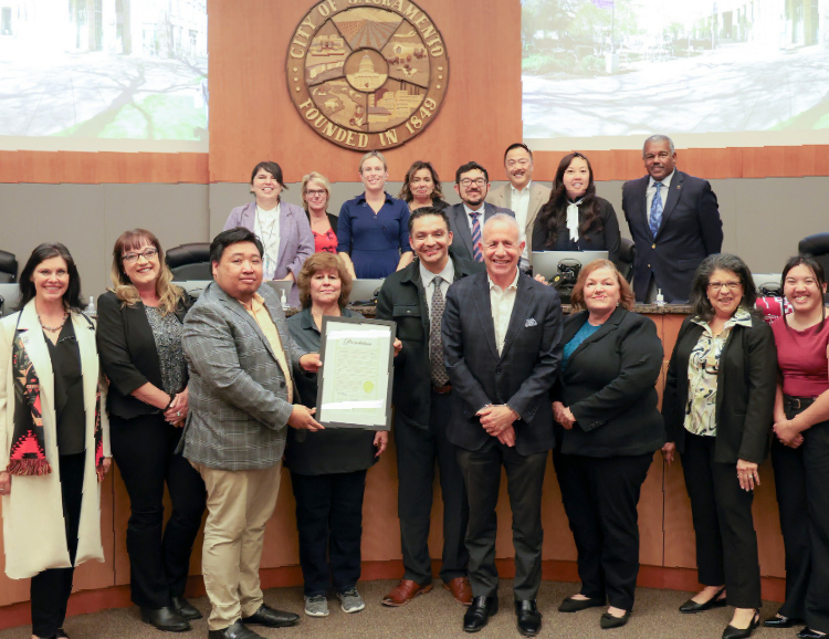 Twin Rivers Unifed Board Members receiving award from Sacramento City Council