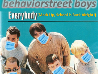 Everybody Mask Up Video 1:  5 Young guys wearing masks while looking up at the camera.  Back to school video dealing with COVID-19.