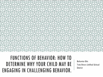 Video 5: Functions of Behavior: How to determine why your child may be engaging in challenging behavior picture is just a pattern of squares put together.
